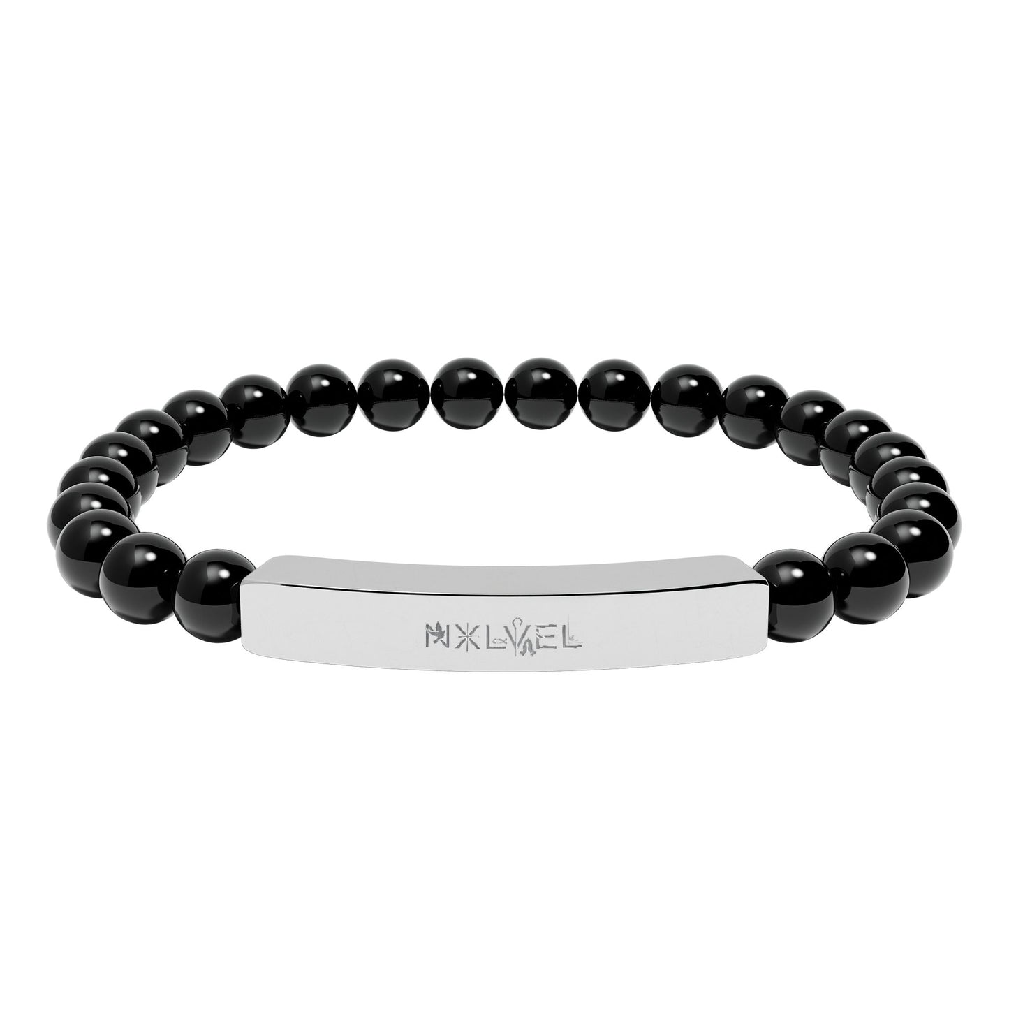 Natural Stone Stretch Bar Bracelet (Engraving)