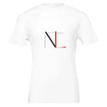 MY$TOAR luxury white t-shirt with minimalist black and red print-on-demand design