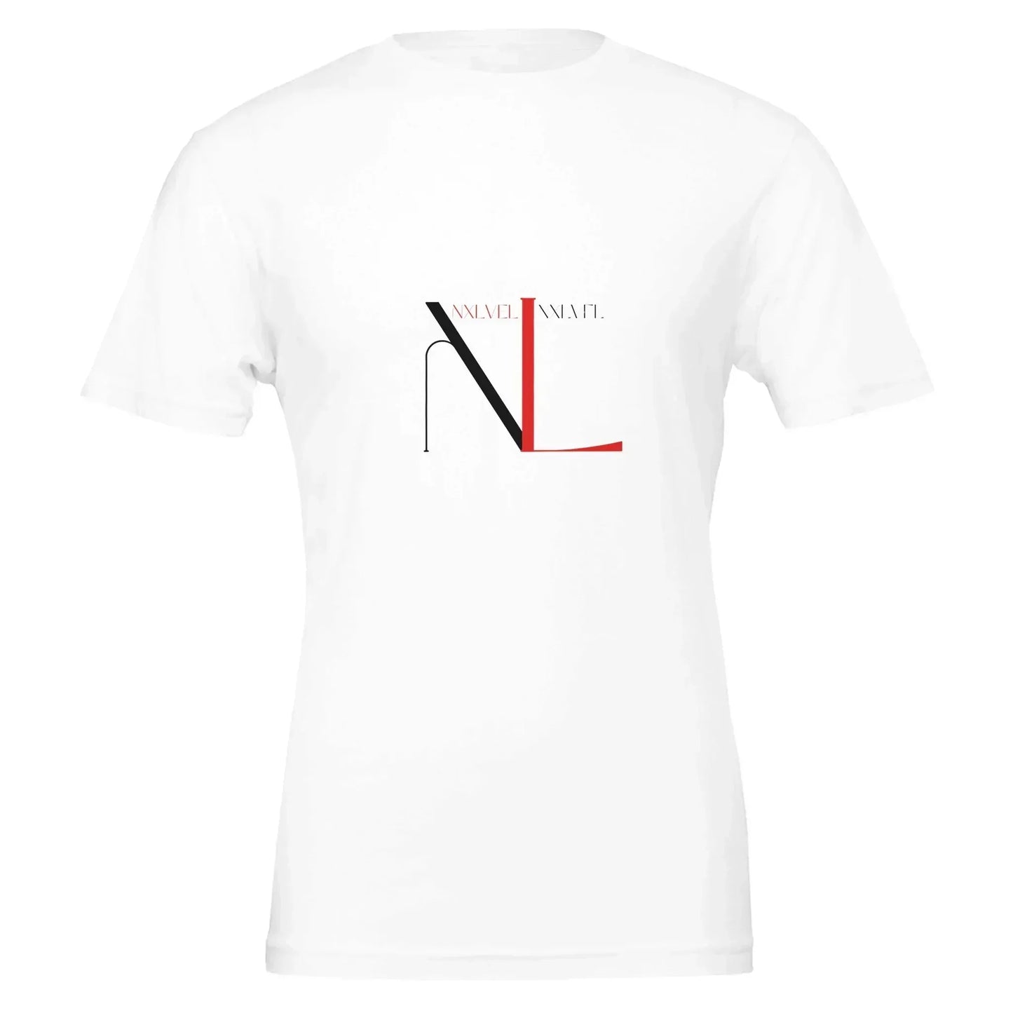 MY$TOAR luxury white t-shirt with black and red graphic print on front, premium apparel