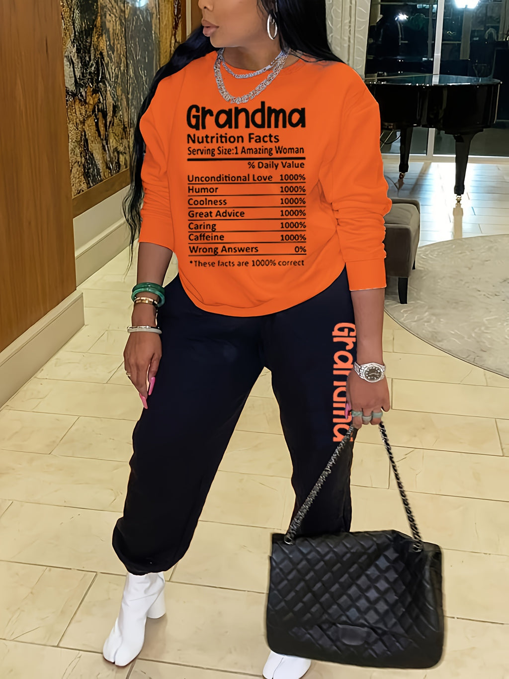 Women's Two Piece Grandma Set — MY$TOAR premium loungewear front view