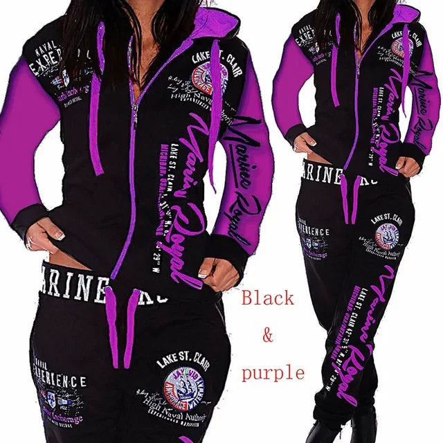 MY$TOAR black and purple tracksuit with bold prints, zip hoodie, and drawstring pants